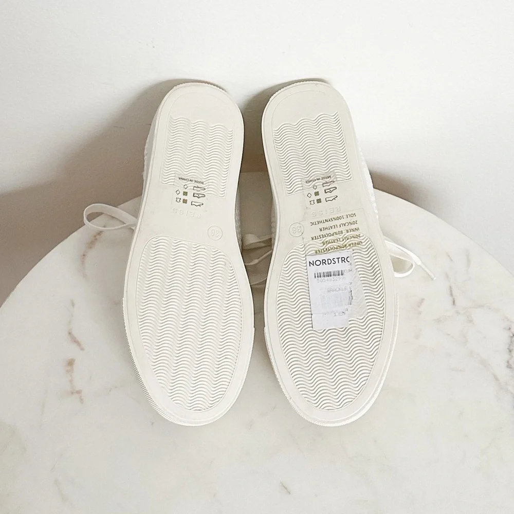 Reiss NEW Brackley Knit Off White Sneakers Size 6 - Picture 9 of 9